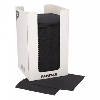 PAPSTAR PUNTO cocktail napkins, 200 x 200 mm, black tissue, 2-ply, 1/4 fold, with Dot on Dot Micro
