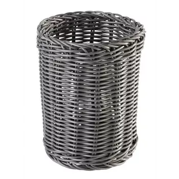 APS ECONOMIC cutlery basket, diameter: 120 mm, grey polypropylene, hand-woven, height: 150 mm