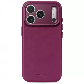 Decoded Leather Backcover - Leather Case for iPhone 18 Pro / 17 Pro, Compatible with MagSafe (Aubergine)
