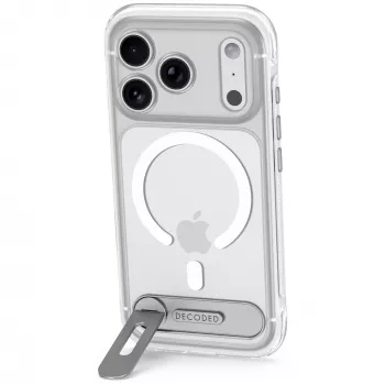 Decoded AntiMicrobial Hybrid Stand Backcover – Case with Stand for iPhone 18 Pro / 17 Pro, MagSafe-compatible (transparent)