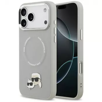 Karl Lagerfeld Karl & Choupette Pins MagSafe Case for iPhone 17 Pro grey