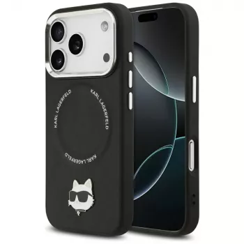 Karl Lagerfeld Choupette Pin MagSafe Case for iPhone 17 Pro Max black