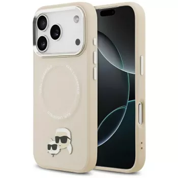 Karl Lagerfeld Karl & Choupette Pins MagSafe Case for iPhone 17 Pro beige