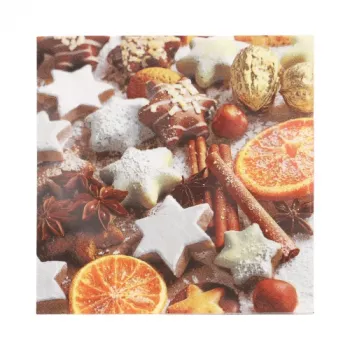 PAPSTAR “Cinnamon Stars” Christmas Napkins 330 x 330 mm, Printed, 1/4 Fold, 3-Ply