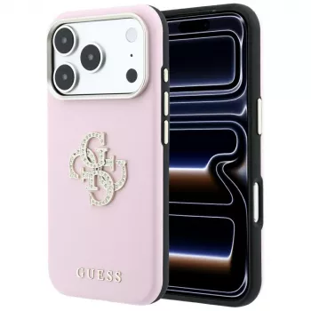 Guess Smooth & Big Strass Logo Case for iPhone 18 Pro Max / 17 Pro Max, Pink