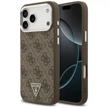 Guess 4G Triangle Logo MagSafe Case for iPhone 18 Pro Max / 17 Pro Max, Brown/Silver
