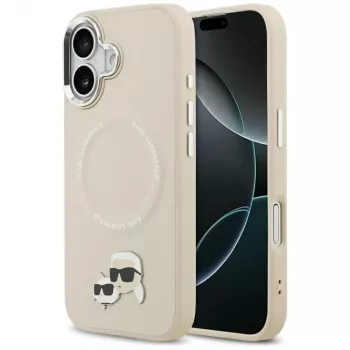 Karl Lagerfeld Karl & Choupette Pins MagSafe Case for iPhone 17, Beige
