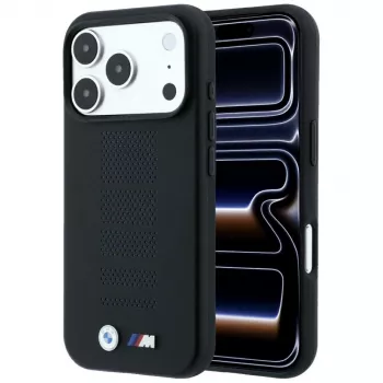 BMW M Blue Perfo Metal Logo MagSafe Case for iPhone 18 Pro / 17 Pro, Black