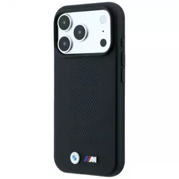 BMW M Blue Perfo Metal Logo MagSafe Case for iPhone 18 Pro / 17 Pro, Black