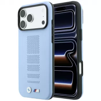 BMW M Blue Perfo Metal Logo MagSafe Case for iPhone 18 Pro / 17 Pro, Blue