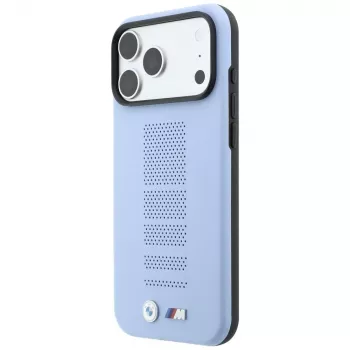 BMW M Blue Perfo Metal Logo MagSafe Case for iPhone 18 Pro / 17 Pro, Blue