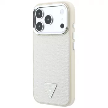 Guess Grained Triangle Logo MagSafe Case for iPhone 18 Pro Max / 17 Pro Max, Beige