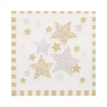 PAPSTAR Napkins Stardust White, Gold 3-ply 33.0 x 33.3 cm, 100 pcs