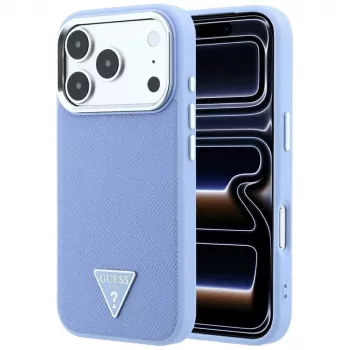 Guess Grained Triangle Logo MagSafe Case for iPhone 18 Pro Max / 17 Pro Max, Blue