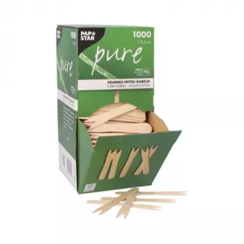 PAPSTAR pure Wooden Chip Forks, 1000 Pieces