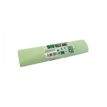 BioBag Compostable Garbage Bags, 60 L, 57 x 90 cm, 17 µm, Green, 5 pcs per Roll