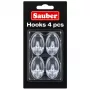 Sauber oval hook, 4 pcs, 2.3x4 cm, transparent