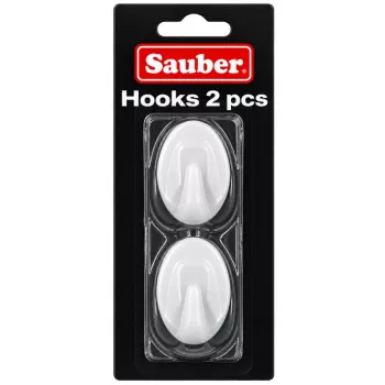 Sauber oval hooks, 3 x 4.7 cm, white, 2 pcs