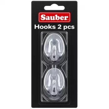 Sauber oval hooks, silver, 3 x 4.7 cm, 2 pcs