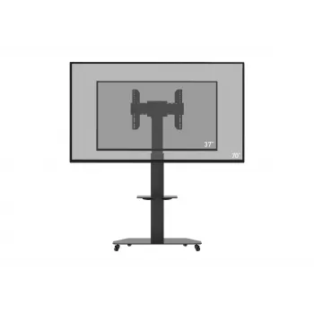 celexon Professional Adjust-3770MP TV trolley for flat screens 32-70 inch (81.3-177.8 cm), anodised aluminium and satin glass, black