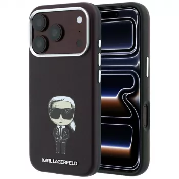 Karl Lagerfeld Smooth Ikonik Sketch MagSafe Case for iPhone 18 Pro Max / 17 Pro Max, burgundy