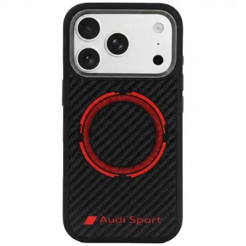 Audi RSQ Carbon Fiber Sport Red Circle MagSafe case for iPhone 18 Pro / 17 Pro, black