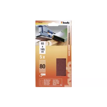 kwb 818308 Sandpaper Grit 80 (L x W) 185 mm x 93 mm 5 pcs