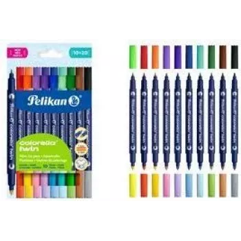 Pelikan Colorella Twin Felt-Tip Pens Assorted Colours, 10 pcs