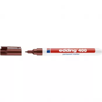 edding 400 Permanent Marker, 1 mm Round Tip, Refillable, Brown