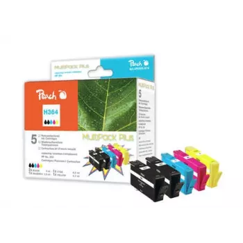 Peach PI300-685 Ink Cartridges for HP 364 (5 pcs.), Black, Yellow, Cyan, Magenta, Compatible