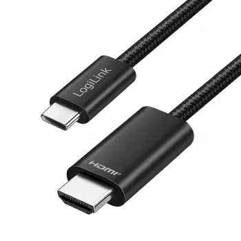 LogiLink UA0471 USB 3.2 Gen1 Type-C to HDMI Cable, 4K/30 Hz, Braided, Black, 3 m