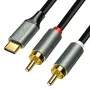LogiLink CUA0140 USB 2.0 Type-C to 2x RCA Cable, Stereo Audio, Aluminium, Black/Silver, 1 m