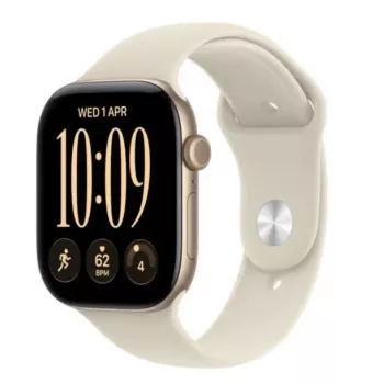Apple Watch Series 12 GPS Smartwatch, 42 mm, Aluminium Case in light gold, Sport Band in sand, M/L