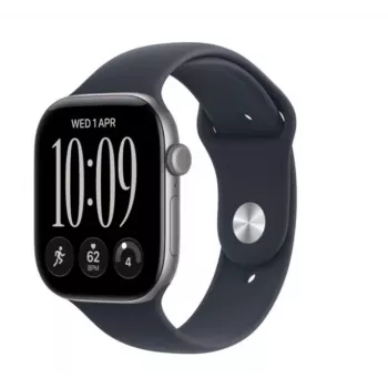 Apple Watch Series 12 GPS Smartwatch, 46 mm, Aluminium Case in Space Grey, Sport Band in Navy S/M