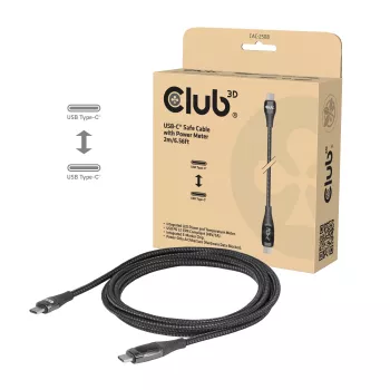 Club 3D CAC-2508 USB-C safety charging cable, 240 W, with charging display, plug/plug, 2 m