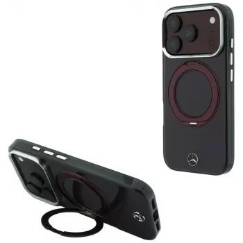 Mercedes Ring Stand Iconic Logo MagSafe Case for iPhone 18 Pro Max / 17 Pro Max, Burgundy