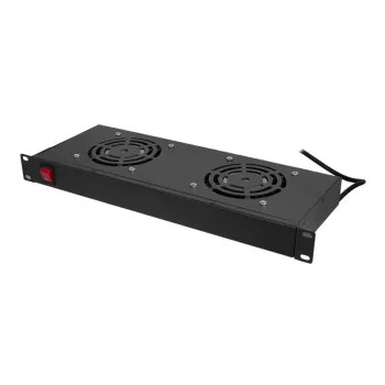 LogiLink FAU102B 19″ fan unit, 2 fans, with switch, 1U, black