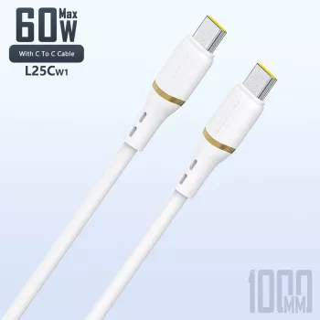 Dudao 1 m 60 W Liquid Silicone Data Cable USB-C to USB-C, White