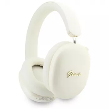 Guess GUE005824 Metallic Effect Metal Script Logo Bluetooth Headphones, ENC, beige