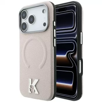 Karl Lagerfeld KF003255 Grained Embossed Ring & Kameo Logo MagSafe Case for iPhone 18 Pro / 17 Pro, beige