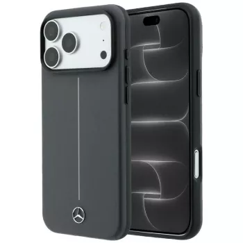 Mercedes Mer008907 Leather Semi Wrap with Iconic Line MagSafe Case for iPhone 18 Pro / 17 Pro, anthracite