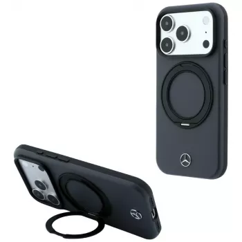 Mercedes Leather with Ring Stand MagSafe Case with Ring Stand for iPhone 18 Pro Max / 17 Pro Max, Anthracite