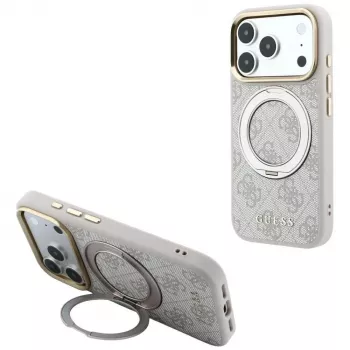 Guess Ring Stand 360 4G Classic Logo Case with MagSafe for iPhone 18 Pro / 17 Pro, pink