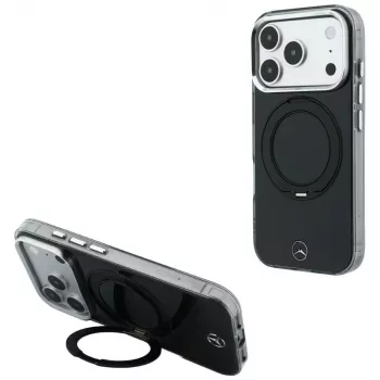 Mercedes Ring Stand Iconic Logo Case with MagSafe for iPhone 18 Pro / 17 Pro, black