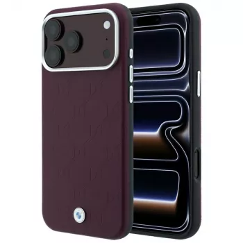 BMW BMW001223 Case for iPhone 18 Pro / 17 Pro, Sign Deboss Quilted Metal Logo, MagSafe, burgundy