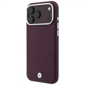 BMW BMW001223 Case for iPhone 18 Pro / 17 Pro, Sign Deboss Quilted Metal Logo, MagSafe, burgundy
