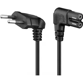Goobay CEE 7/16 Type C – C7 Power Cable, Angled Plugs, 1.5 m, Black
