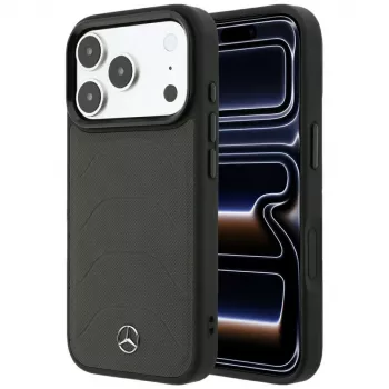 Mercedes Mer008914 Case for iPhone 18 Pro Max / 17 Pro Max, Leather Mesh with Bow Line, MagSafe, Anthracite