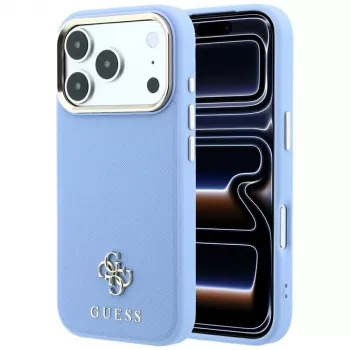 Guess GUE005538 Saffiano Small 4G & Classic Logo MagSafe Case for iPhone 18 Pro / 17 Pro, light blue