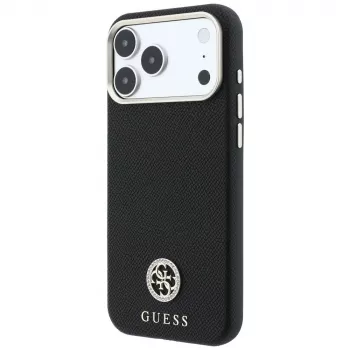 Guess GUE005533 Grained Round Strass Logo MagSafe Case for iPhone 18 Pro / 17 Pro, black